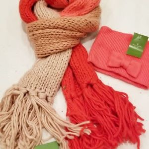 Kate Spade Long Hand knitted Muffler and Headwrap